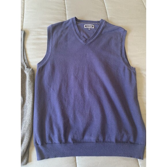 Club Room Mens Sweater Vests 1 Blue 1 Gray Size Medium V-Neck Pullover Lot of 2 - Picture 8 of 12